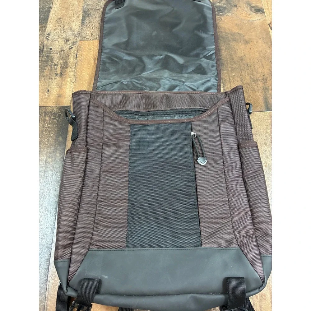 Elkhart Brass Messenger Bag Backpack Laptop Case‎ Brown Black Ballistic Nylon